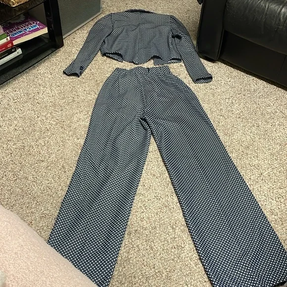 Vintage Navy and White Checkered Pantsuit - Picture 10 of 10